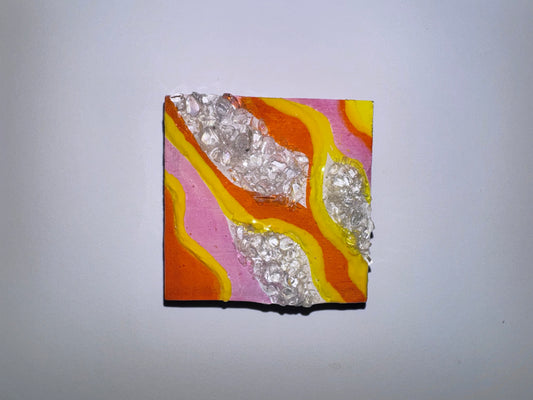 Square Geode Magnet - Yellow/Orange