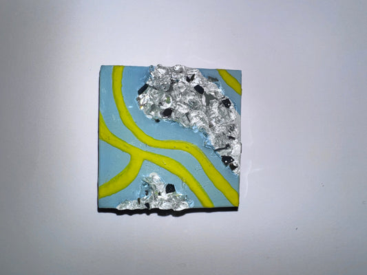 Square Geode Magnet | Blue/Yellow